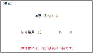 請願（陳情）書の表紙の書き方例