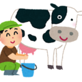 イラスト：牛の乳しぼりをする男性